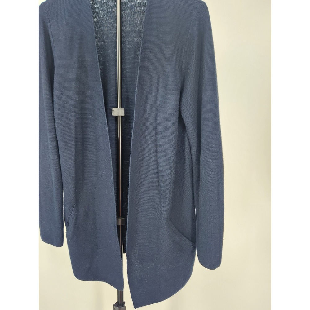 J. Jill Navy Blue Silk Wool Blend Open Front Cardigan Sweater Womens Small - Picture 2 of 7